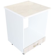 Corp pentru cuptor incorporabil cu sertar Zebra, Alb/MDF Sonoma, cu blat Travertin, 60 x 85 x 60 cm Corp pentru cuptor incorporabil cu sertar Zebra, Alb/MDF Sonoma, cu blat Travertin, 60 x 85 x 60 cm